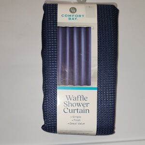 Comfort Bay Deep Blue Waffle Shower Curtain